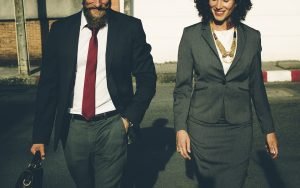 Man and woman in suits