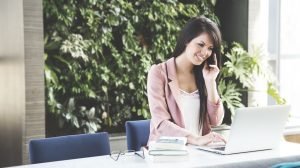 female talking on the phone