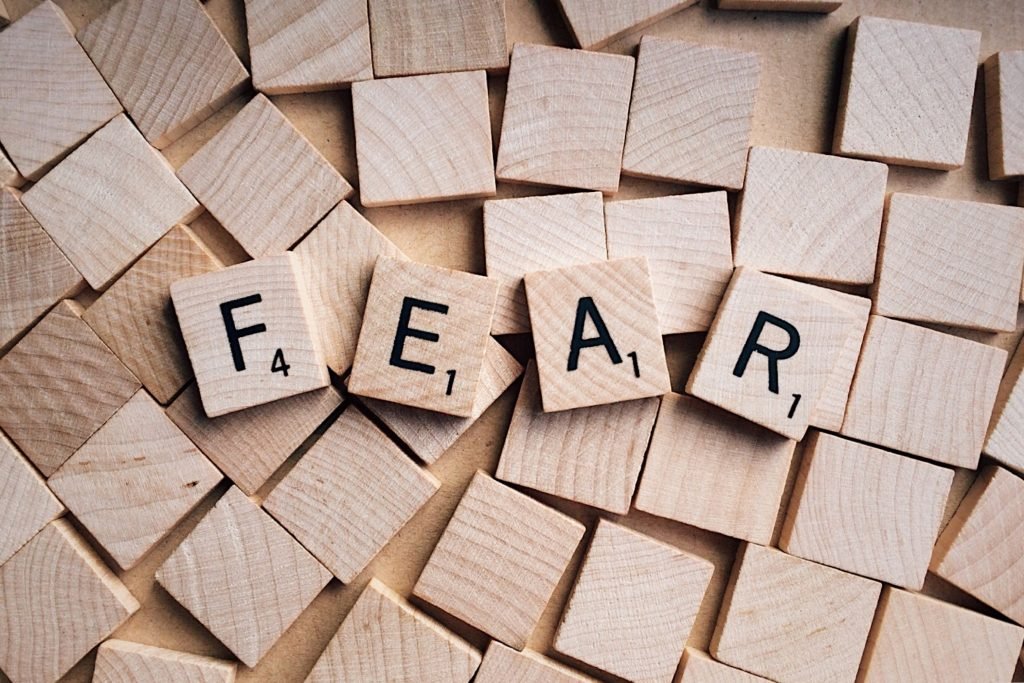 Letters spelling fear.