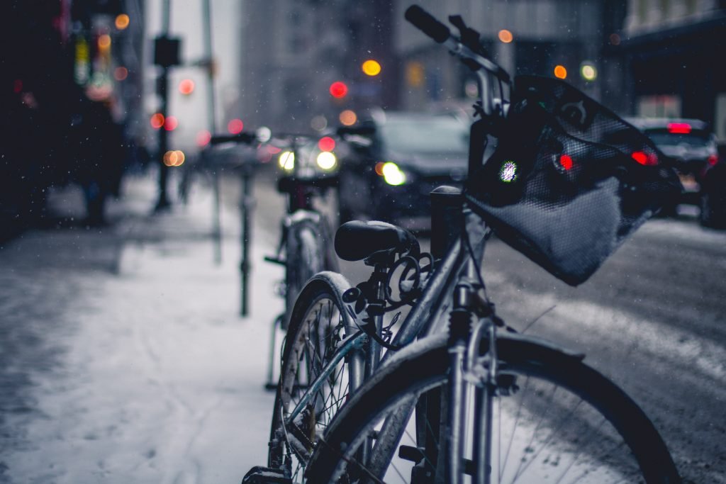 A bike in the street,