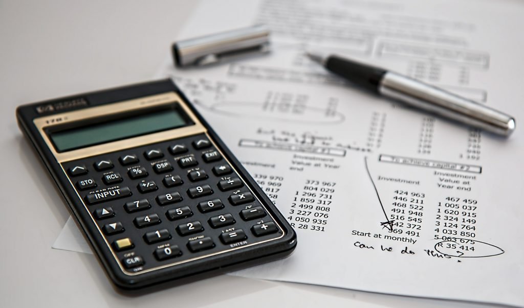 A calculator and forms.