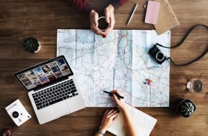 People planning a road trip.