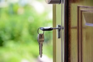 A key in the door.