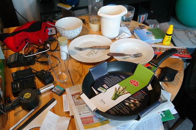 A mess on the table.