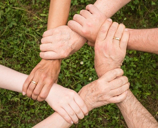 Hands held together.