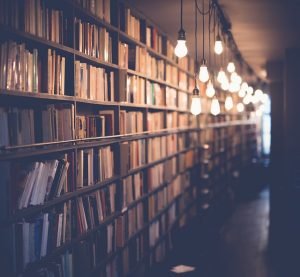 Shelves with books 