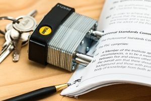 A contract with a lock on it.