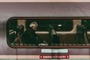 Older gentleman in a train