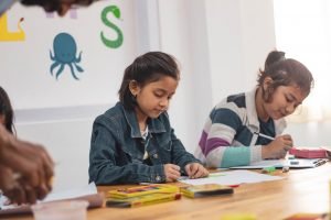 Two girls in school