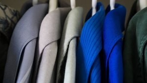 Fine pieces of clothing on hangers