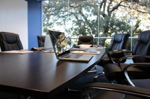 Office space with large meeting table