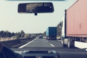 Highway with trucks