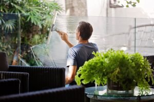 a man cleaning his home before moving out