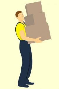 a mover carrying the boxes